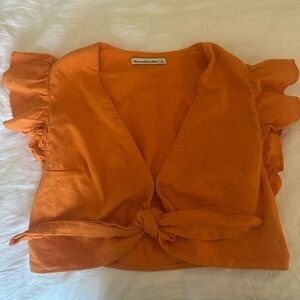 Abercrombie & Fitch Orange Tie-Front Blouse